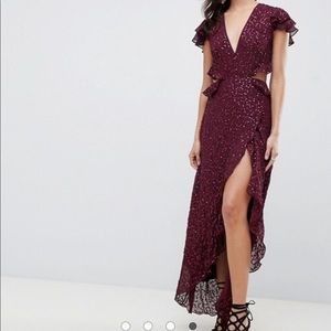 Long Maroon Sequined Dress